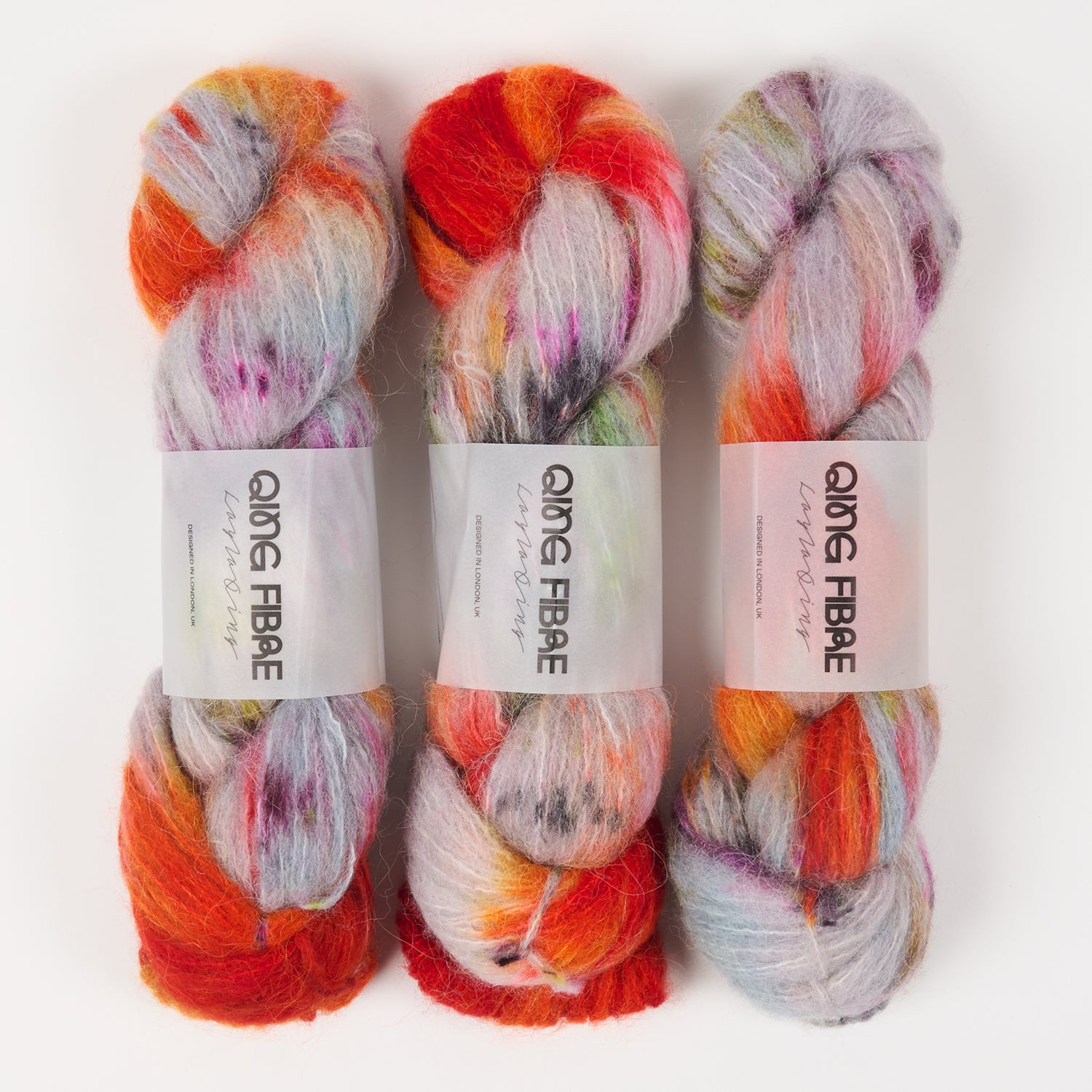 Qing Fibre MELTED BABY SURI - HURRICANE Alpaca Merino wool Silk Sport multicolour Yarn