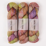 Qing Fibre QING YAK SINGLES - CORAL REEF Merino wool Yak Silk Fingering rainbow multicolour Yarn