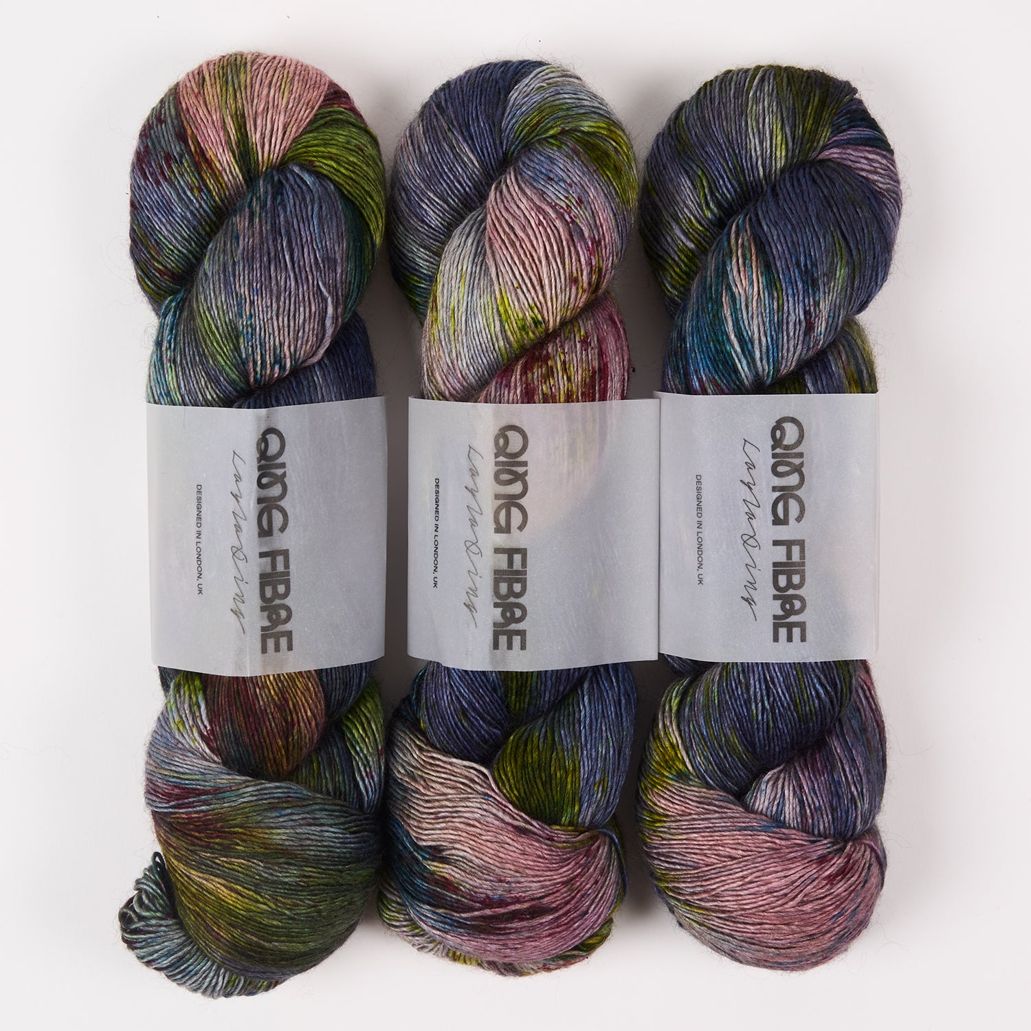 Qing Fibre QING YAK SINGLES - PETRICHOR Merino wool Yak Silk Fingering blue Yarn