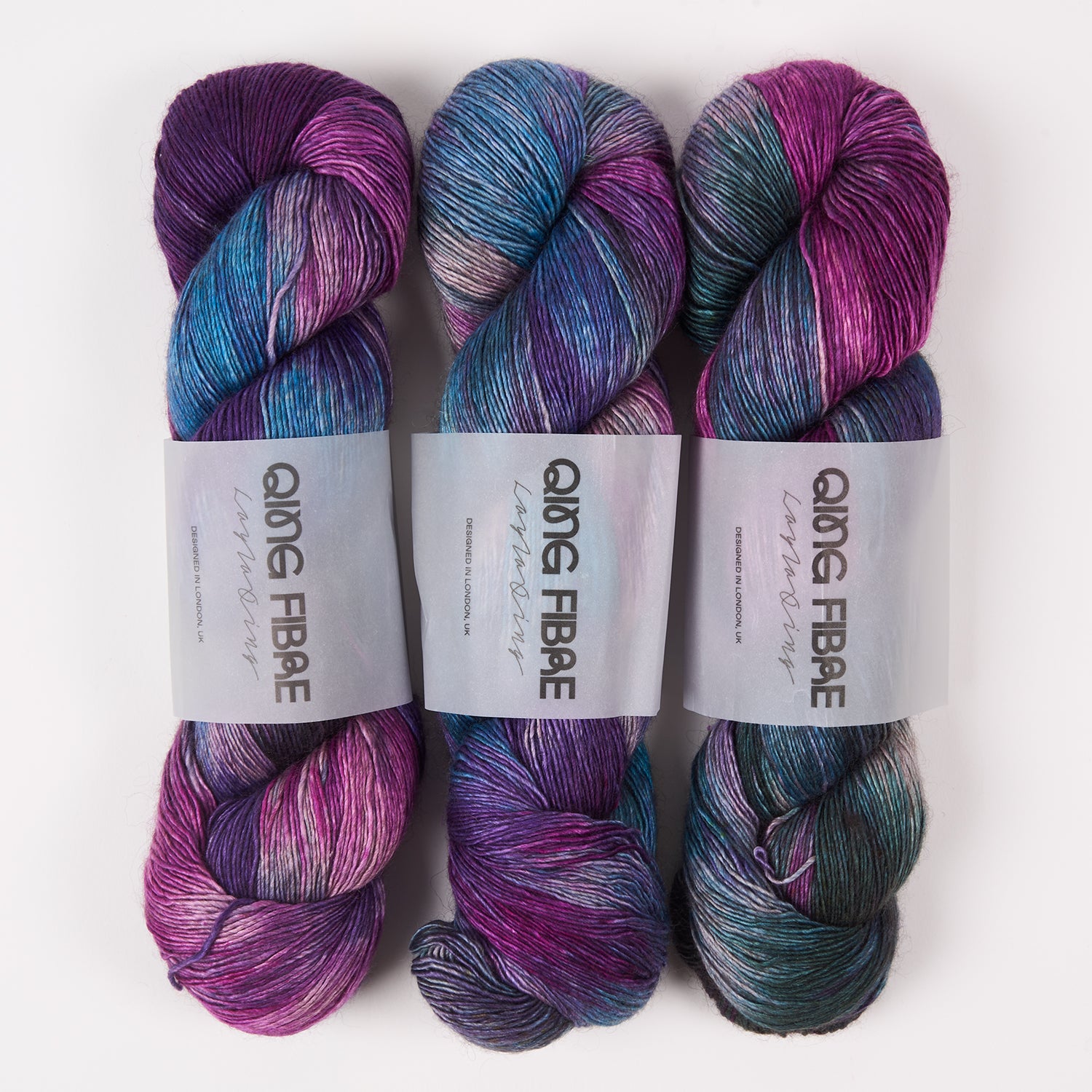 Qing Fibre QING YAK SINGLES - REQUIEM Merino wool Yak Silk Fingering purple Yarn