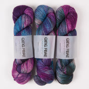 Qing Fibre QING YAK SINGLES - REQUIEM Merino wool Yak Silk Fingering purple Yarn