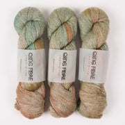 Qing Fibre QING YAK SINGLES - SHIMMER Merino wool Yak Silk Fingering beige green Yarn