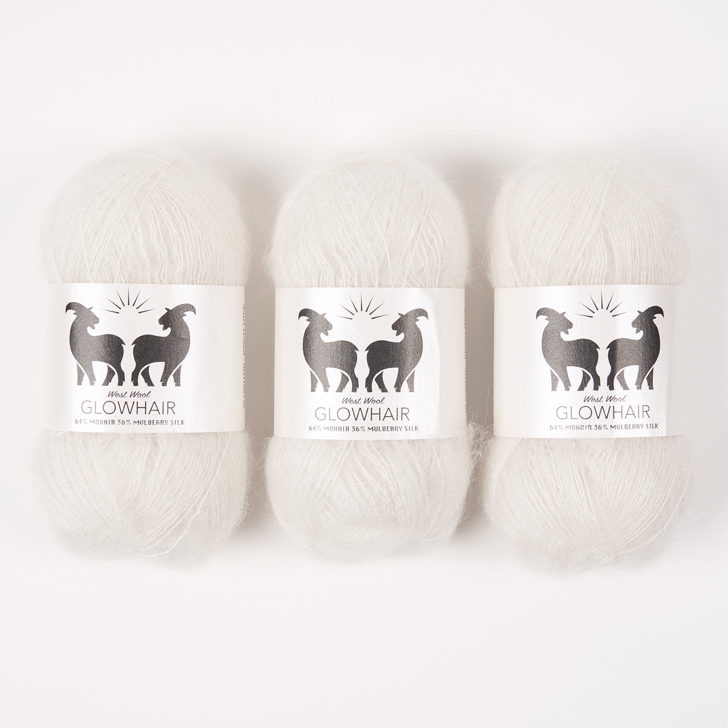 West Wool GLOWHAIR - BIRCH TREE Mohair Silk Lace white Yarn