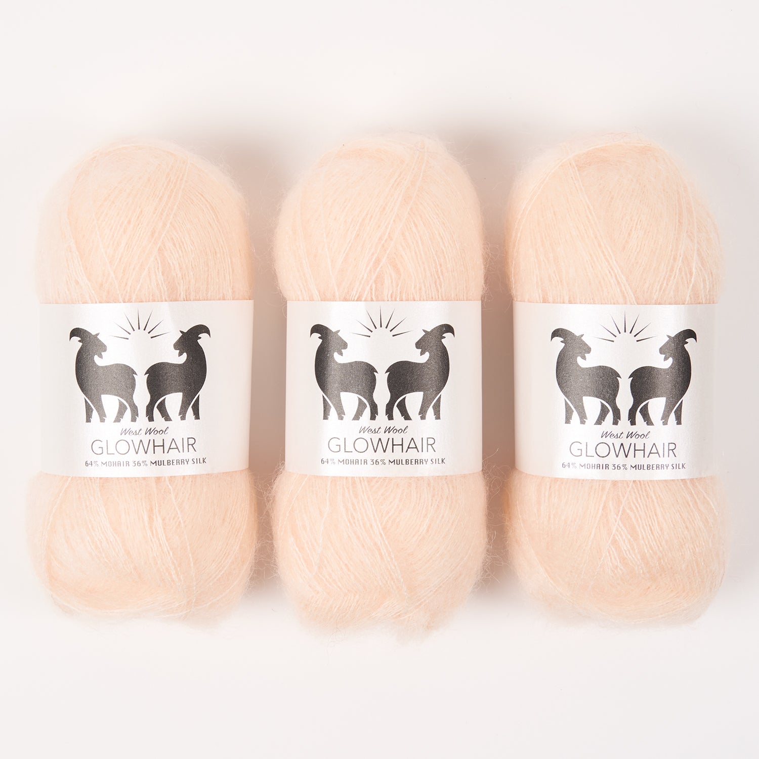 West Wool GLOWHAIR - WHITE PEACH Mohair Silk Lace pink peach Yarn