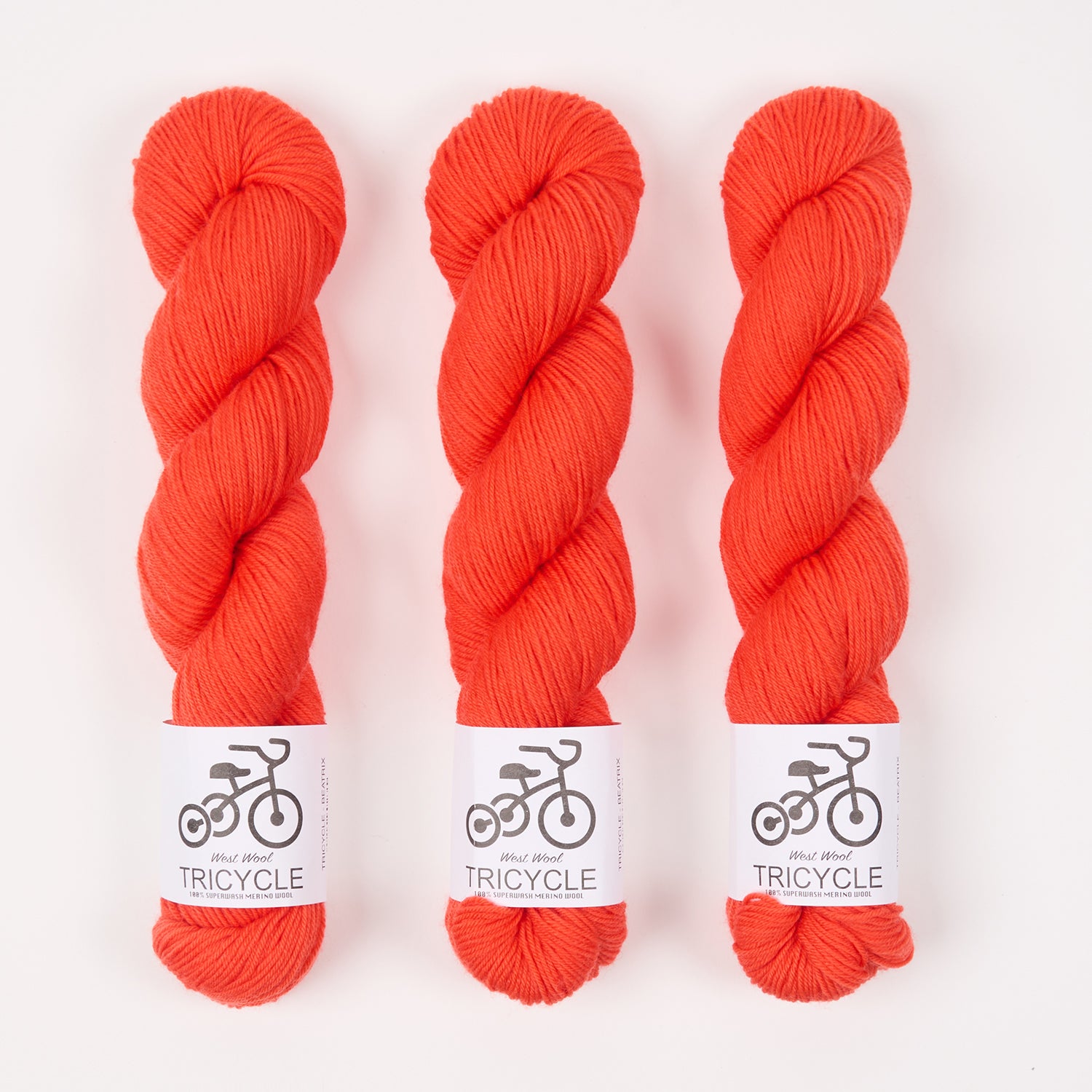 West Wool TRICYCLE - BEATRIX Merino wool Fingering orange Yarn