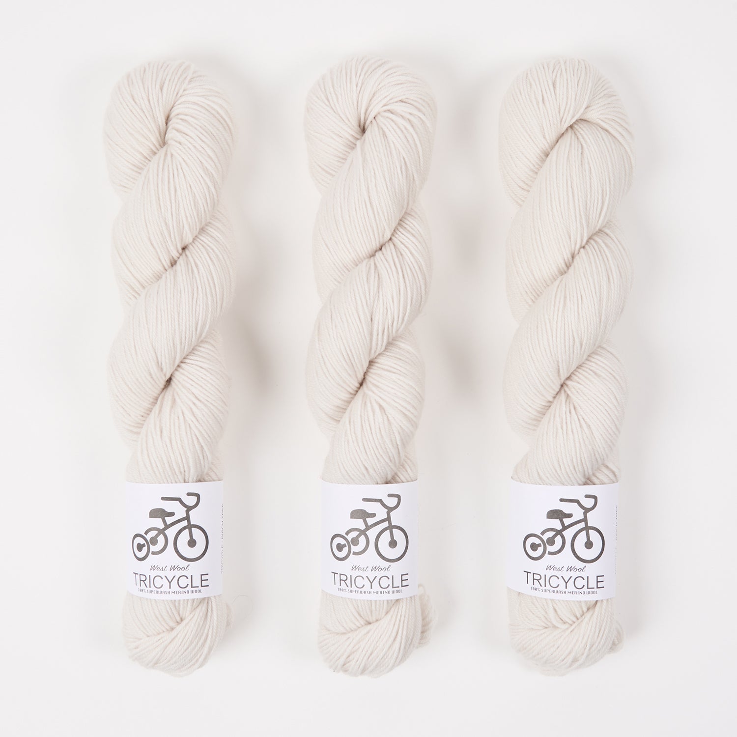 West Wool TRICYCLE - BIRCH TREE Merino wool Fingering white Yarn
