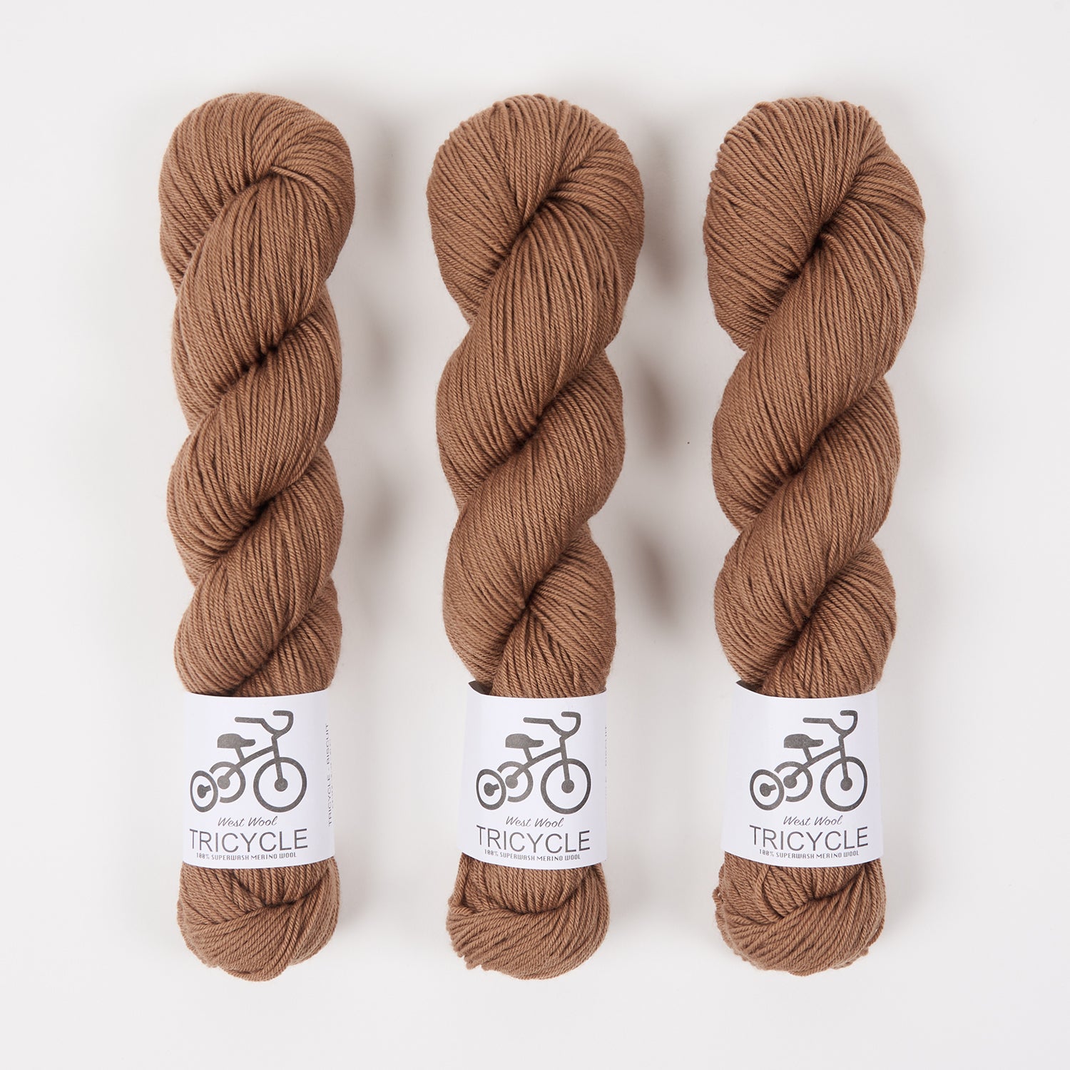 West Wool TRICYCLE - BISCUIT Merino wool Fingering brown Yarn