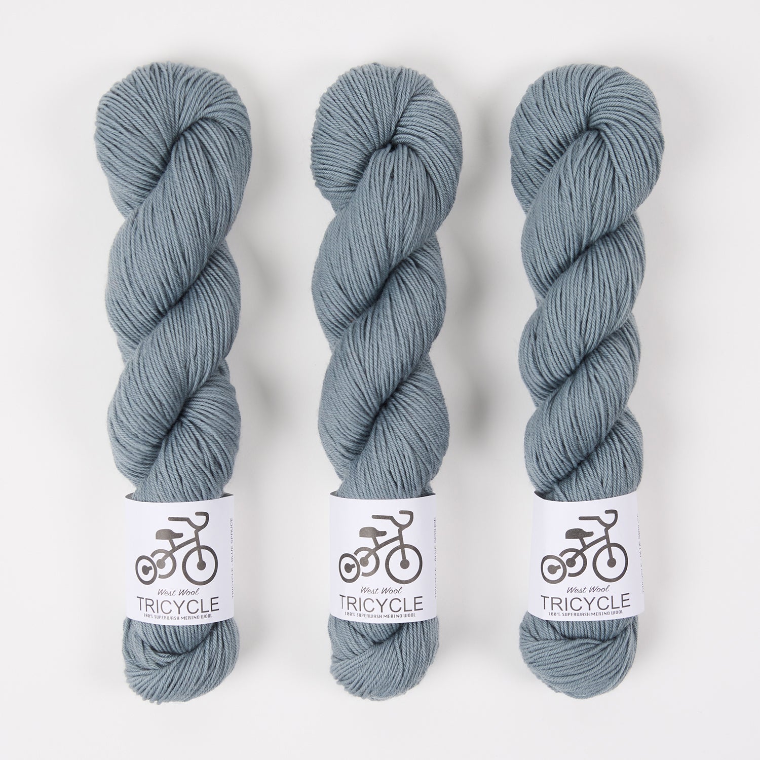 West Wool TRICYCLE - BLUE SPRUCE Merino wool Fingering grey blue Yarn