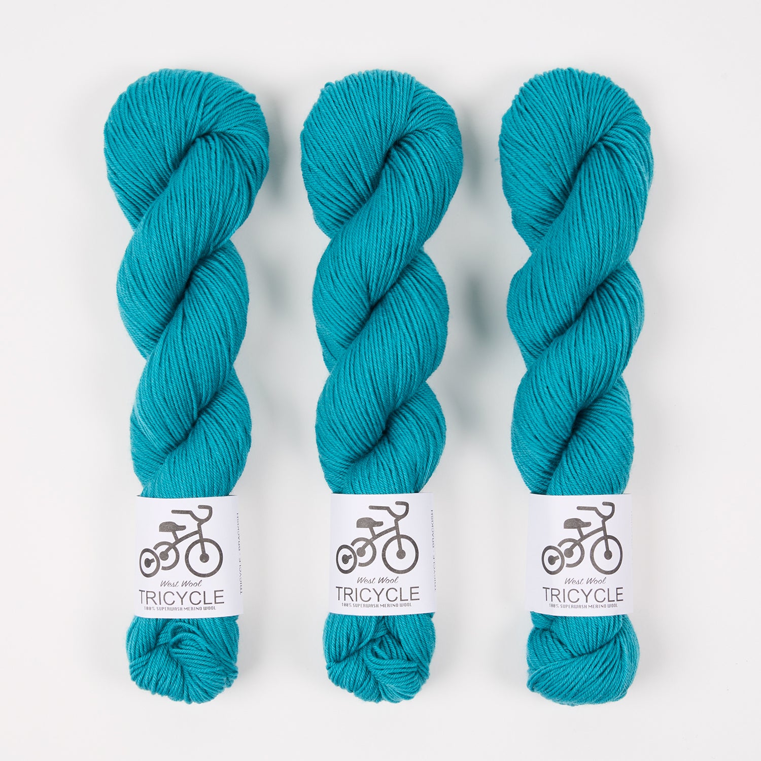 West Wool TRICYCLE - BRACKISH Merino wool Fingering turquoise blue Yarn