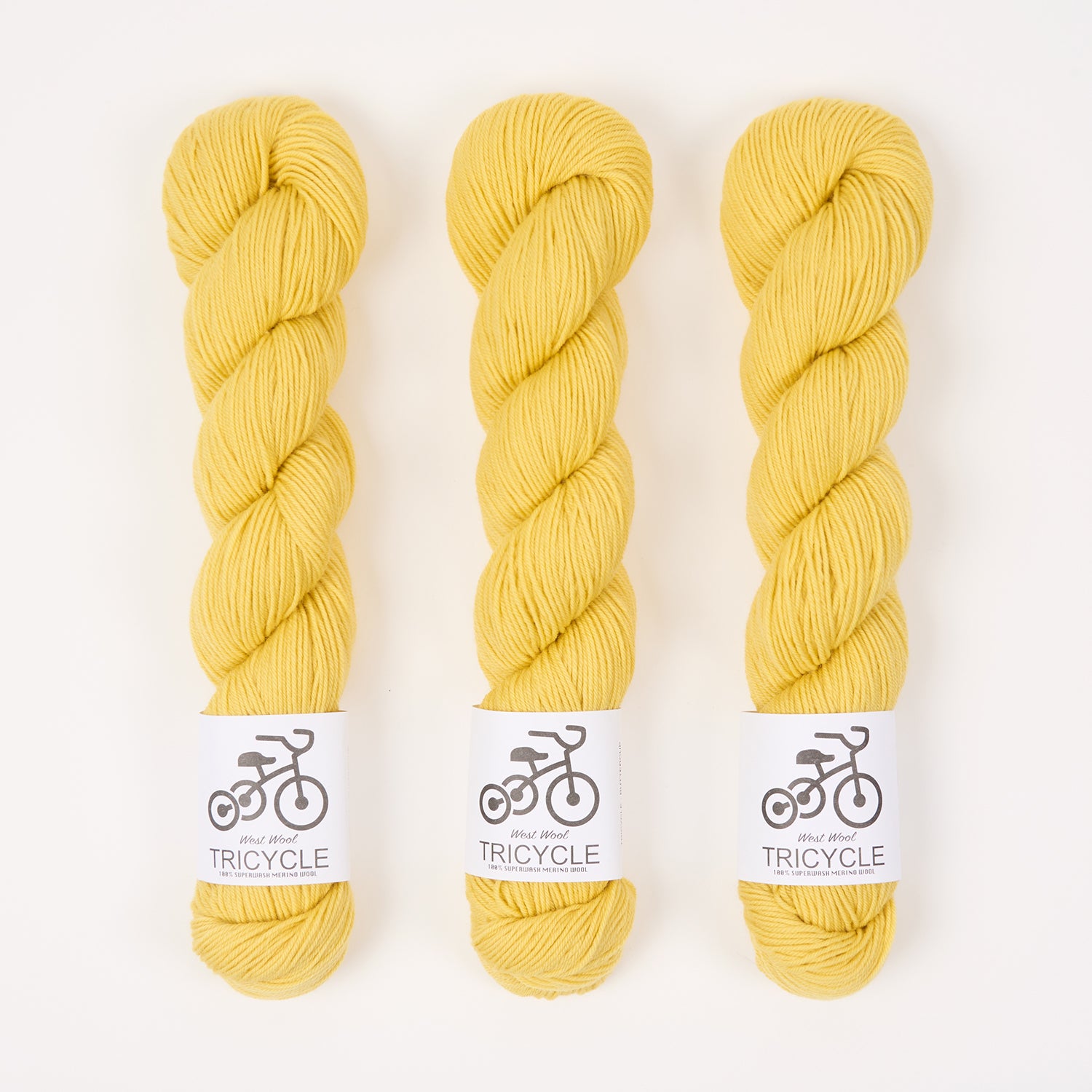 West Wool TRICYCLE - BUTTERCUP Merino wool Fingering yellow Yarn
