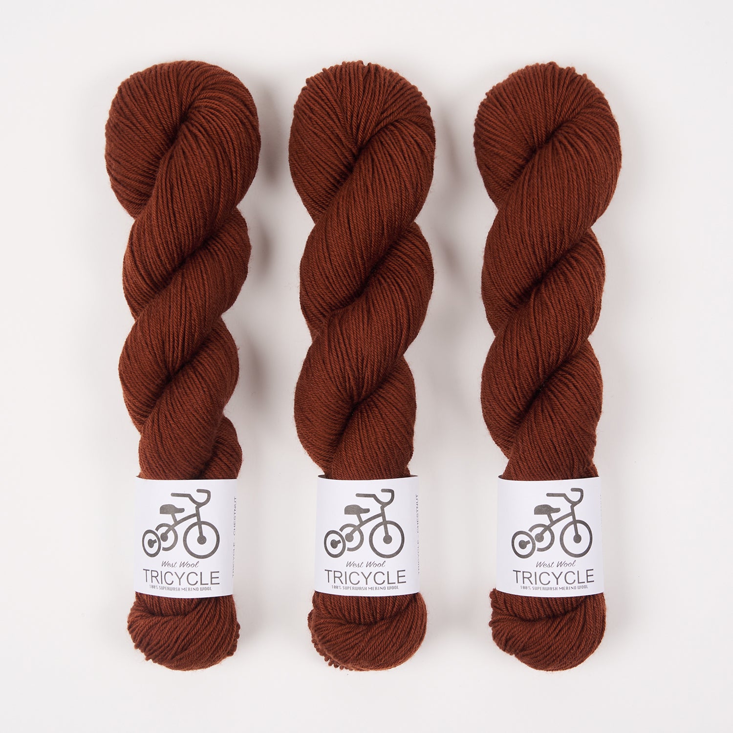 West Wool TRICYCLE - CHESTNUT Merino wool Fingering brown Yarn