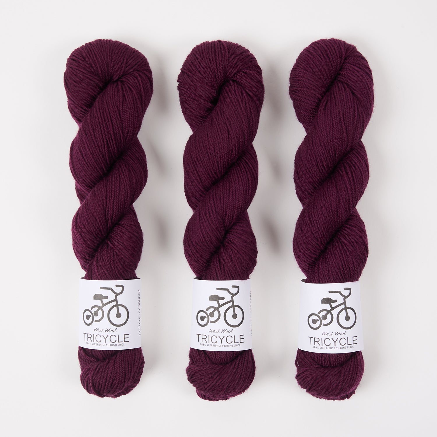 West Wool TRICYCLE - CORDUROY Merino wool Fingering red purple Yarn