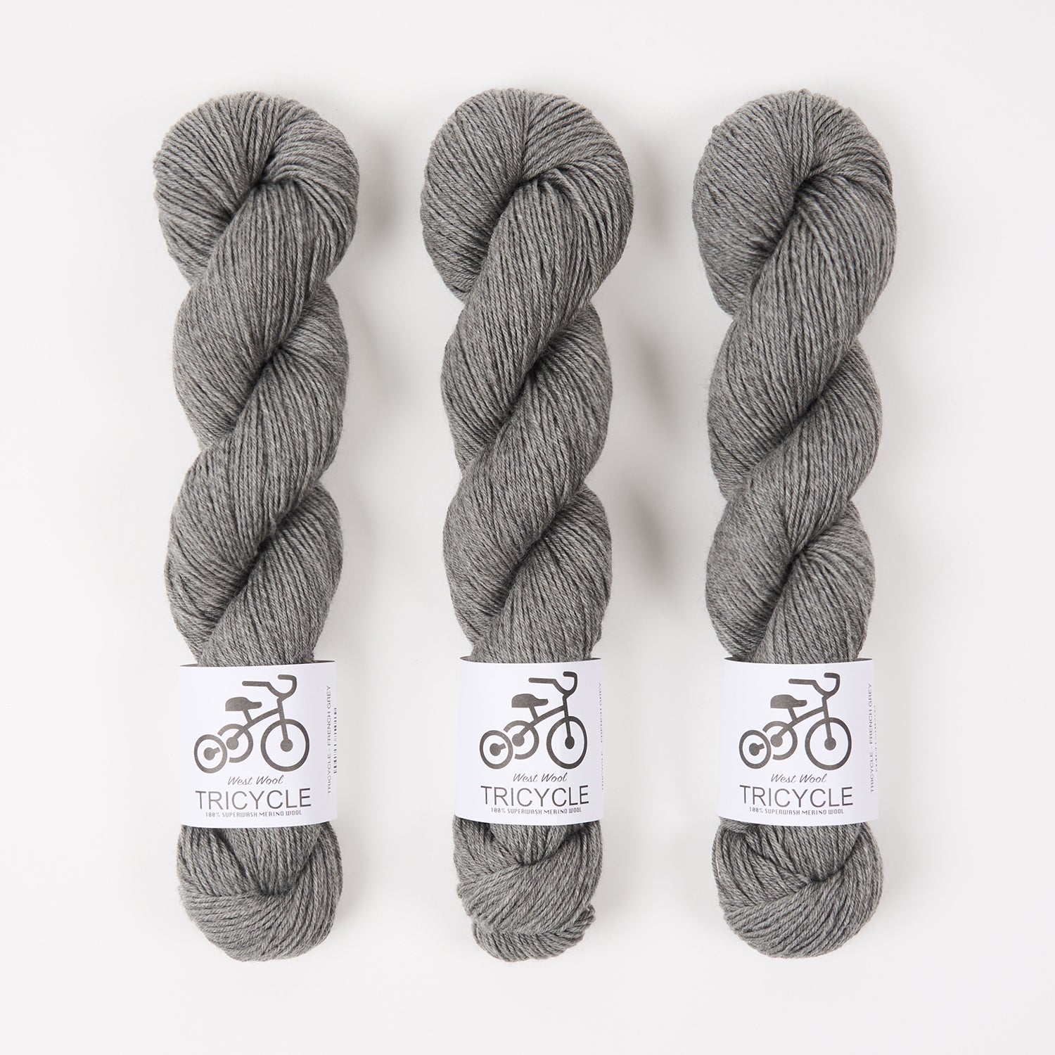 West Wool TRICYCLE - FRENCH GREY Merino wool Fingering grey Yarn