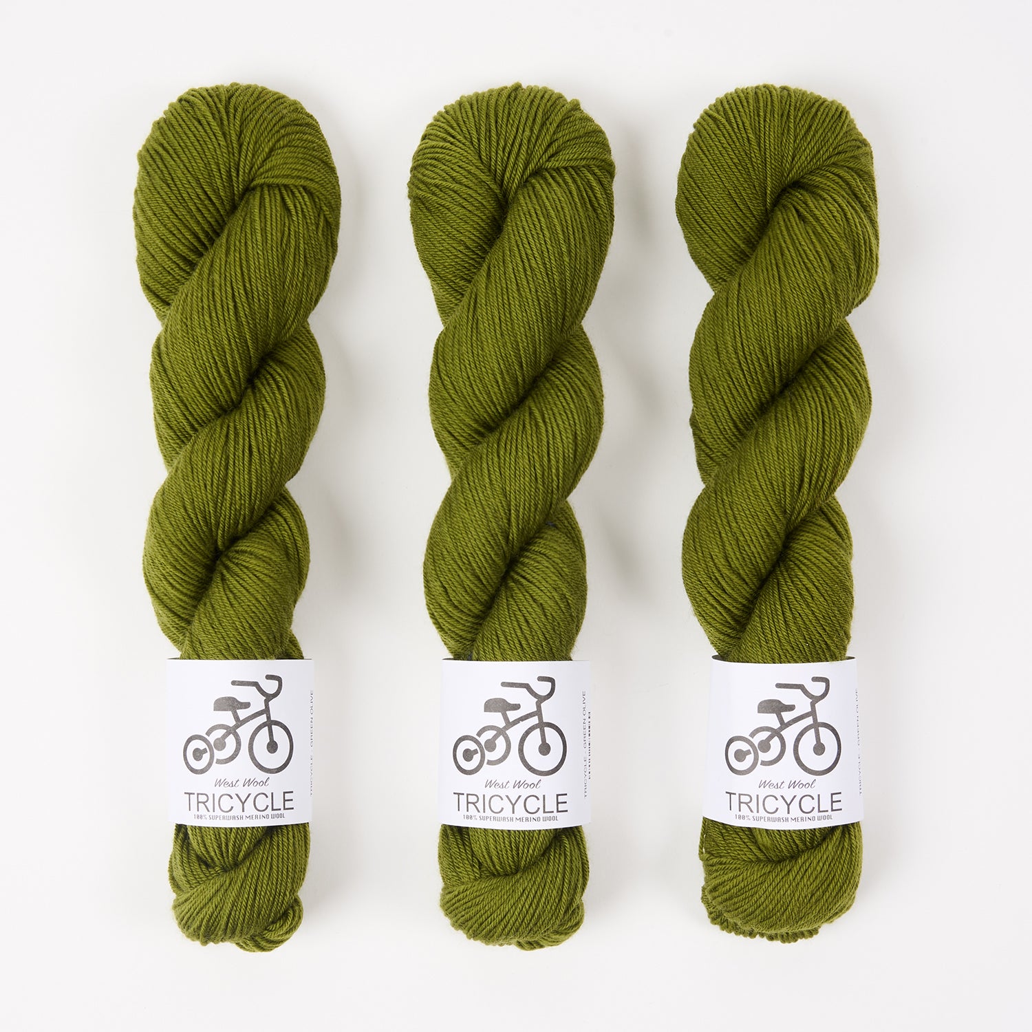 West Wool TRICYCLE - GREEN OLIVE Merino wool Fingering green Yarn