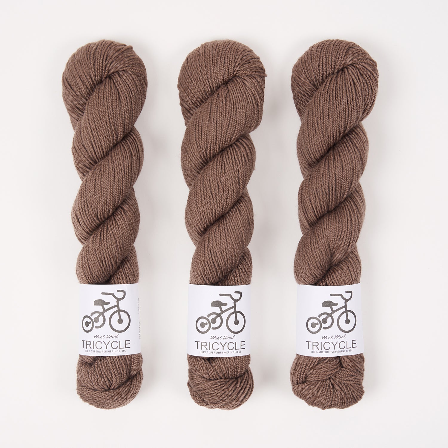 West Wool TRICYCLE - MOCHA Merino wool Fingering brown Yarn