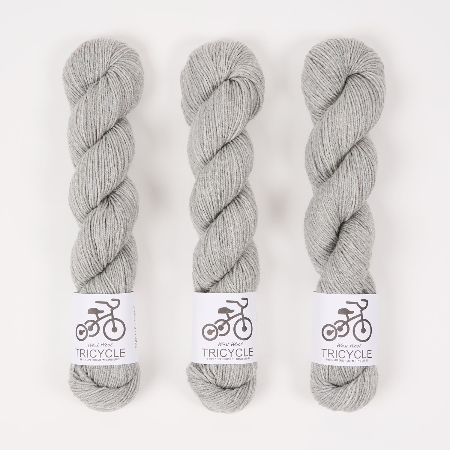 West Wool TRICYCLE - PEBBLE Merino wool Fingering grey Yarn