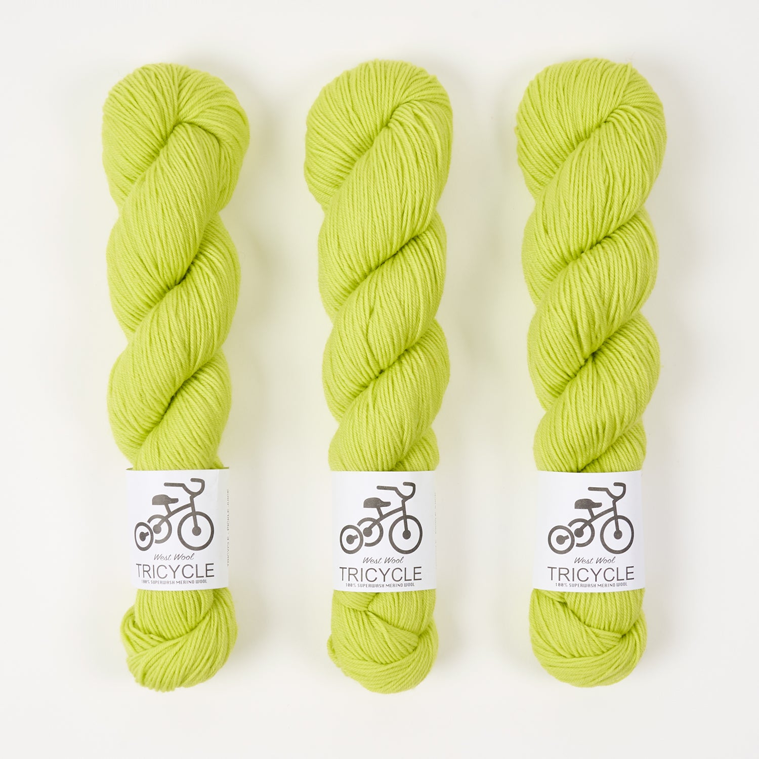 West Wool TRICYCLE - PICKLE JUICE Merino wool Fingering neon green Yarn
