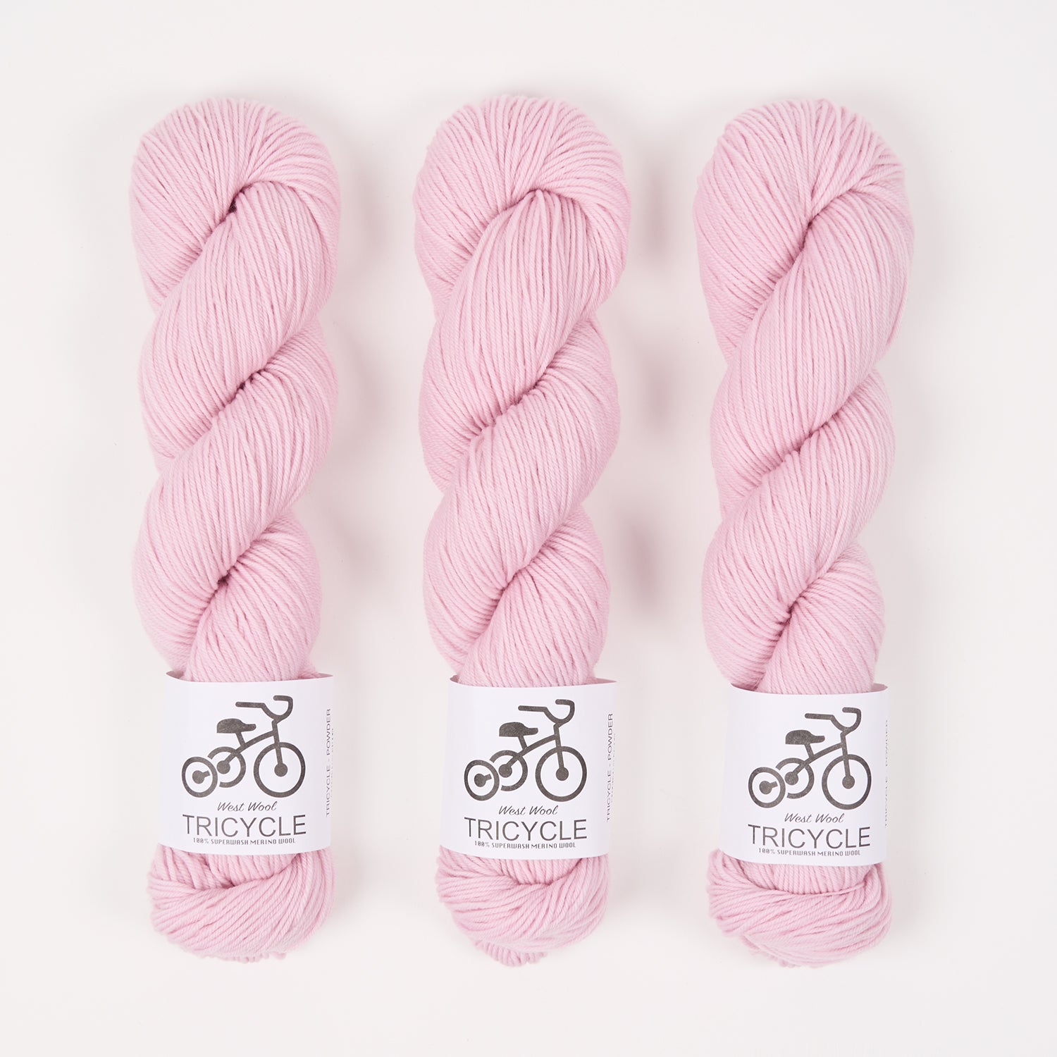 West Wool TRICYCLE - POWDER Merino wool Fingering pink Yarn