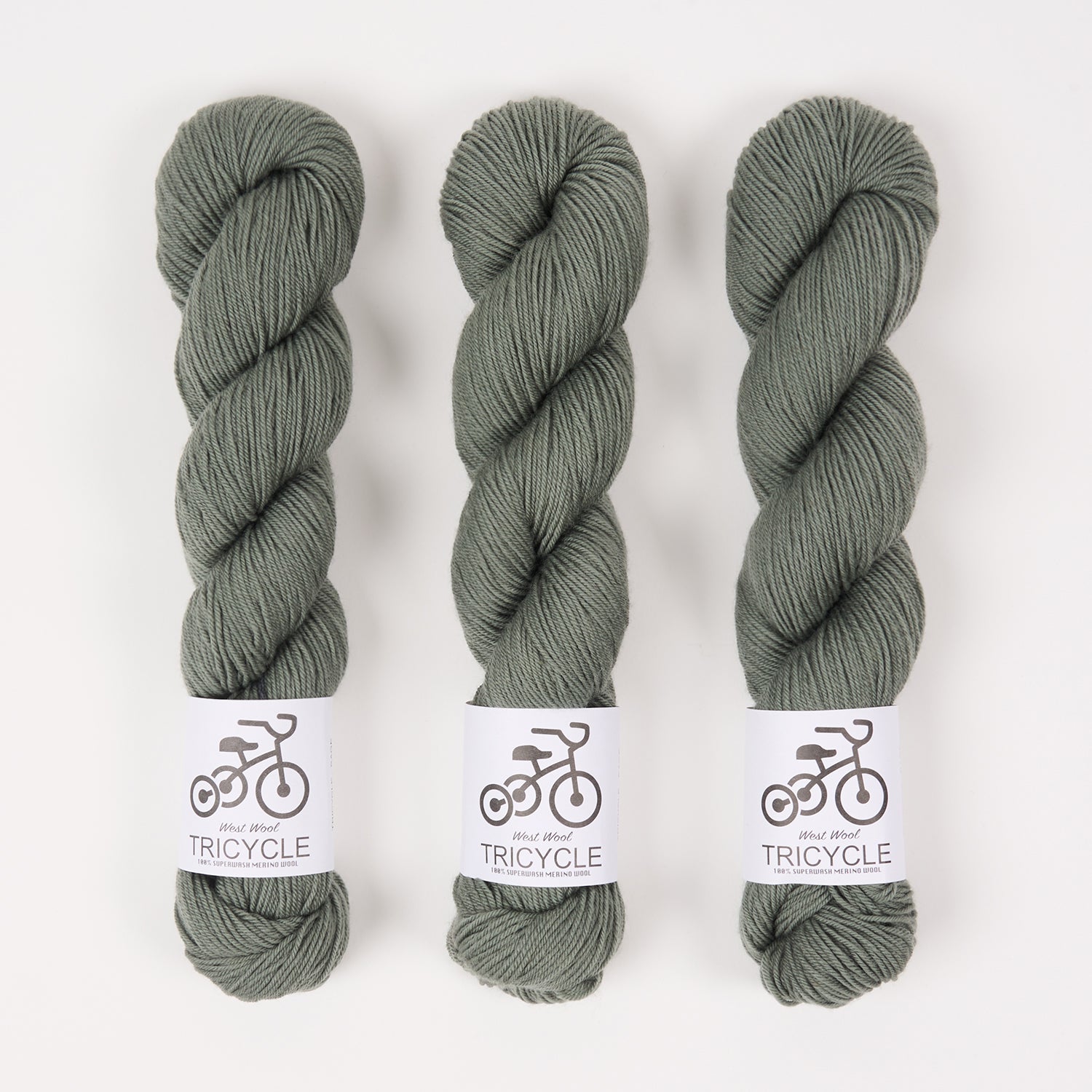 West Wool TRICYCLE - SAGE Merino wool Fingering green Yarn