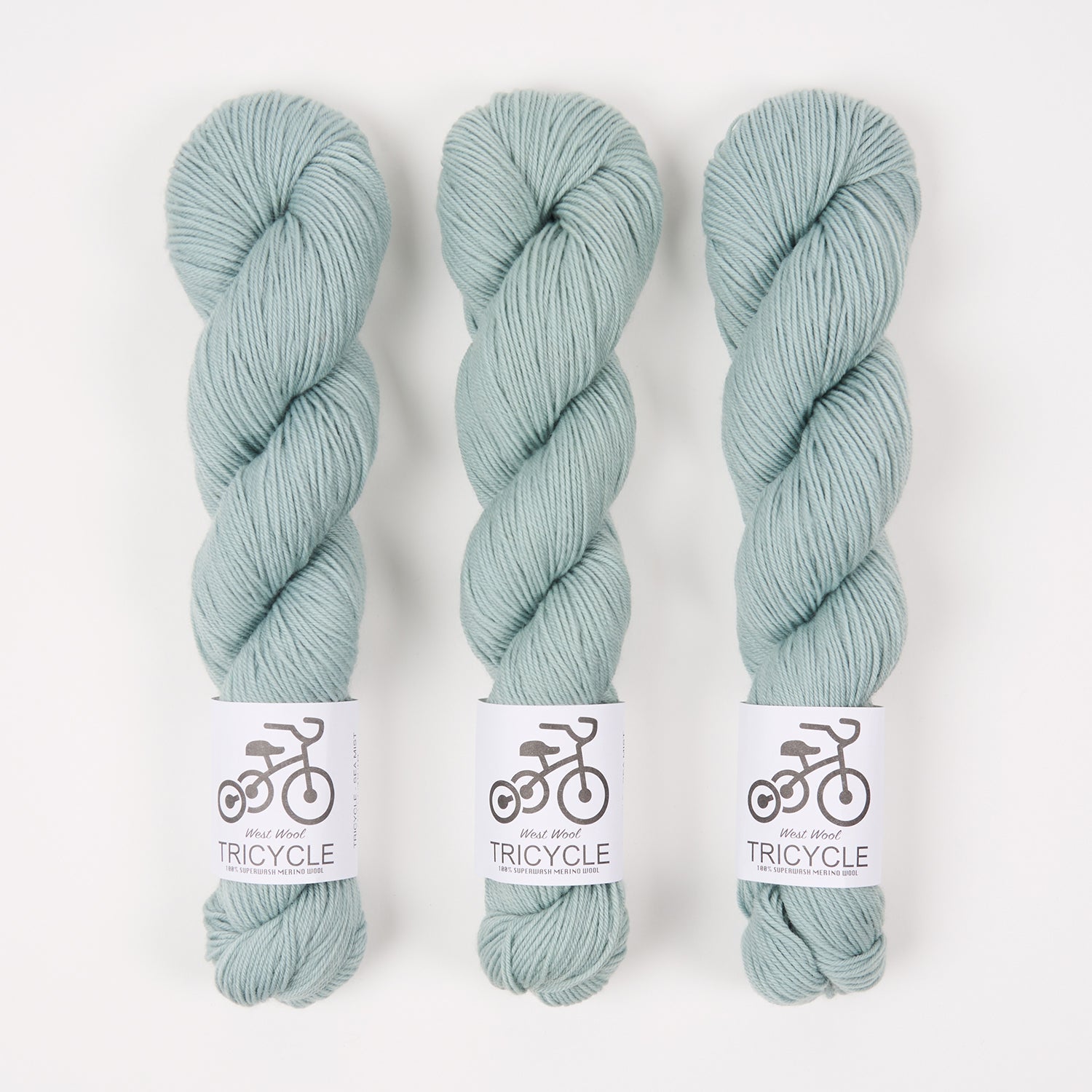 West Wool TRICYCLE - SEA MIST Merino wool Fingering blue Yarn