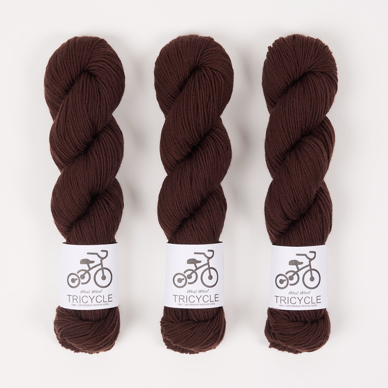 West Wool TRICYCLE - TRUFFLE Merino wool Fingering brown Yarn