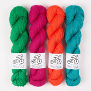 West Wool ACHIEVEMENT BADGE SHAWL - BRACKISH GREEN Merino wool multicolor green pink blue orange Westknits Kits