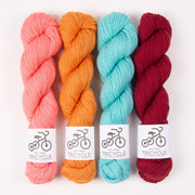 West Wool MYSTERY MUSIKAL - FLAMING BERRIES Merino wool orange turquoise pink red MKAL Kit