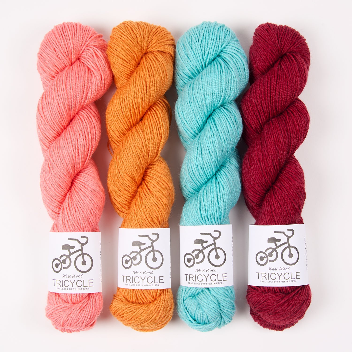 West Wool MYSTERY MUSIKAL - FLAMING BERRIES Merino wool orange turquoise pink red MKAL Kit