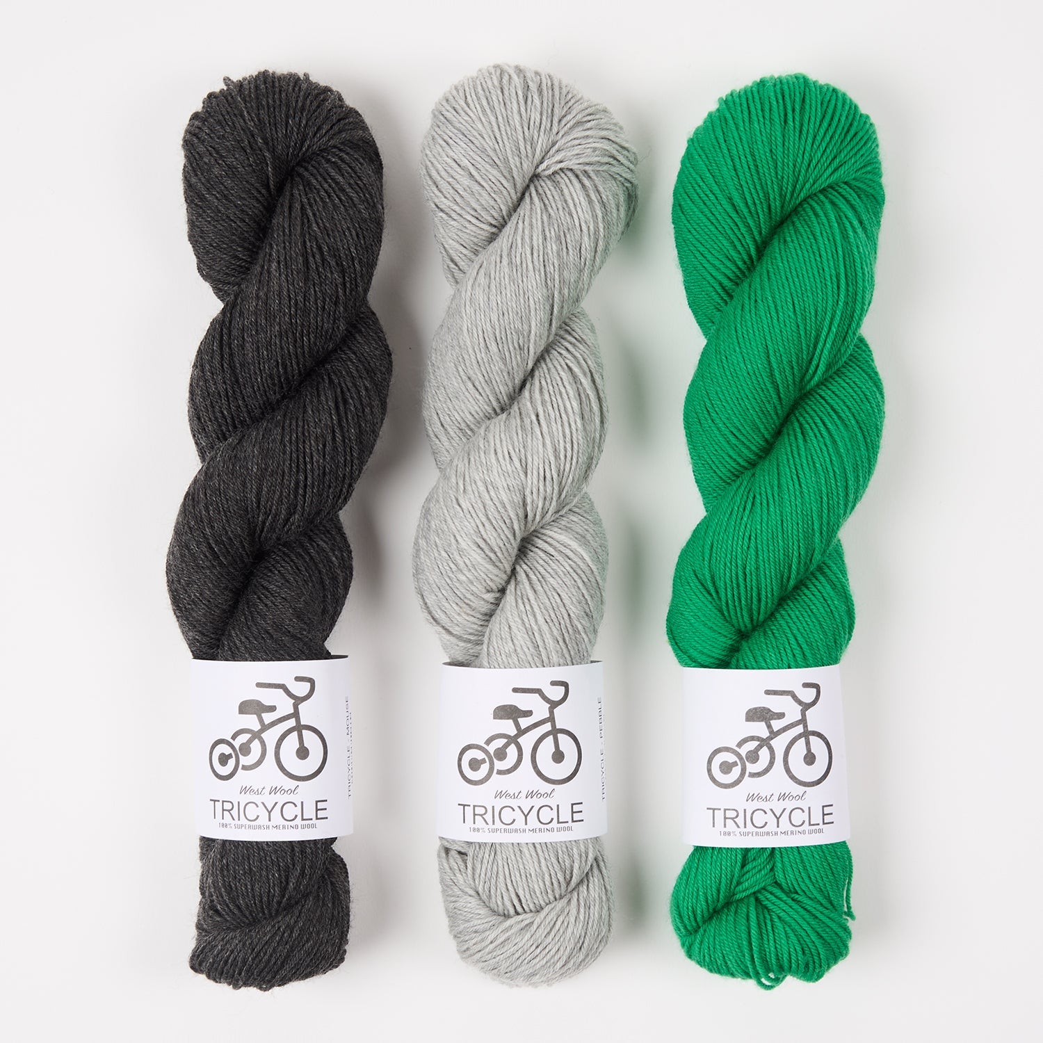 West Wool WESTKNITS KITS - GRASSY PEBBLES Merino wool Fingering grey green Westknits Kits