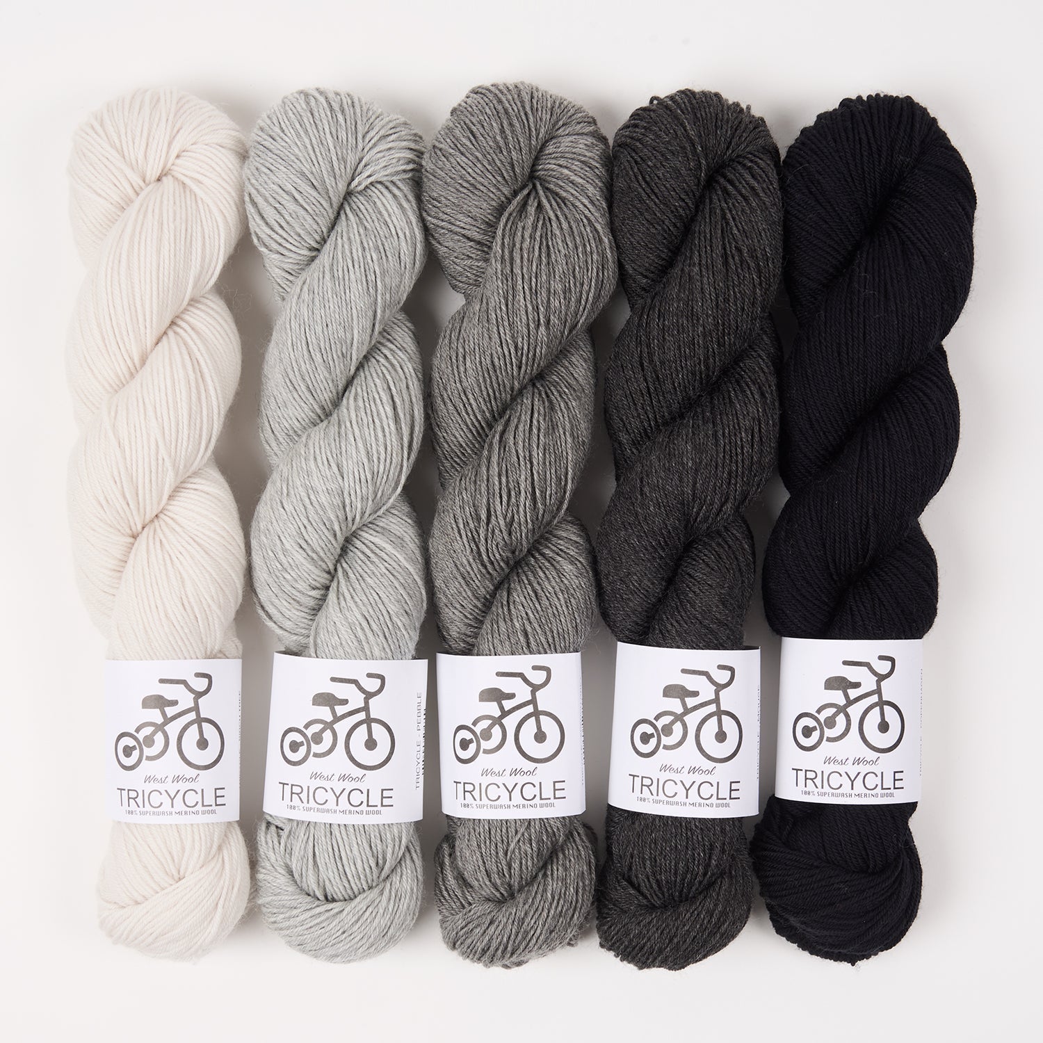 West Wool WESTKNITS KIT - GREY BIRCH Merino wool Fingering white grey black Westknits Kits