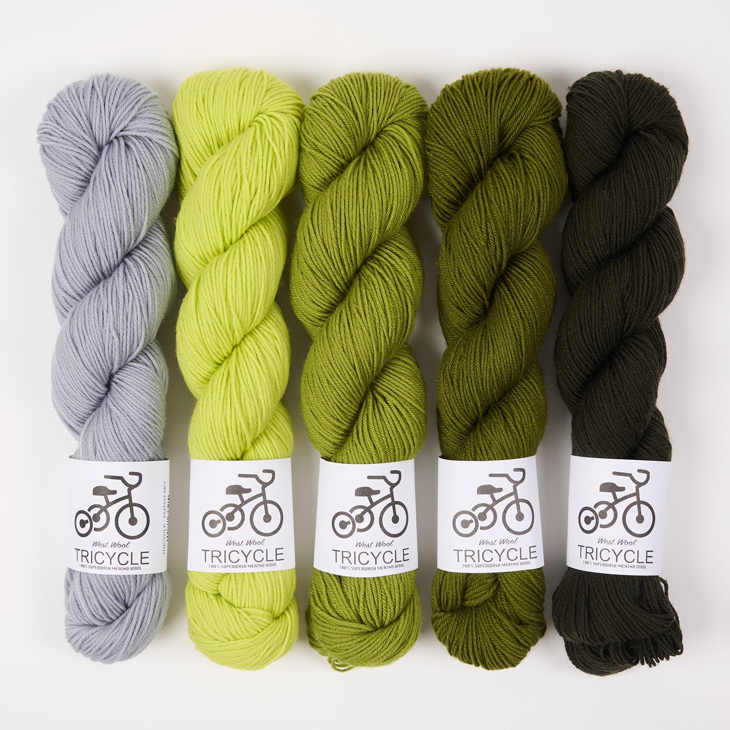West Wool WESTKNITS KIT - LUSH ALLOTMENT Merino wool Fingering gray-1 green Westknits Kits