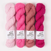 West Wool ACHIEVEMENT BADGE SHAWL - ROSWITHA'S TAFFY Merino wool pink fuchsia purple Westknits Kits