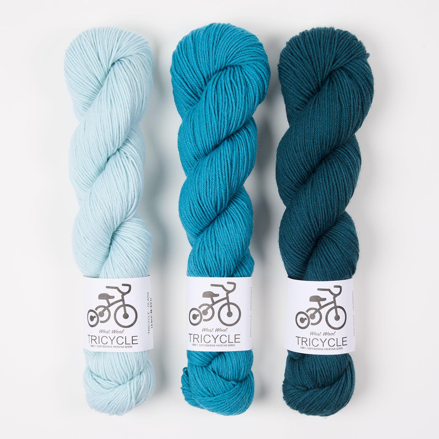 West Wool TURQUOISE GLASS Merino wool Fingering Quick Kits