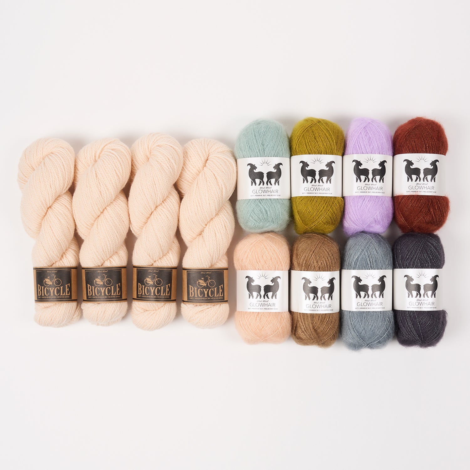 West Wool DUSTY RAINBOW Mohair Silk Merino wool Mixed Weight Quick Kits