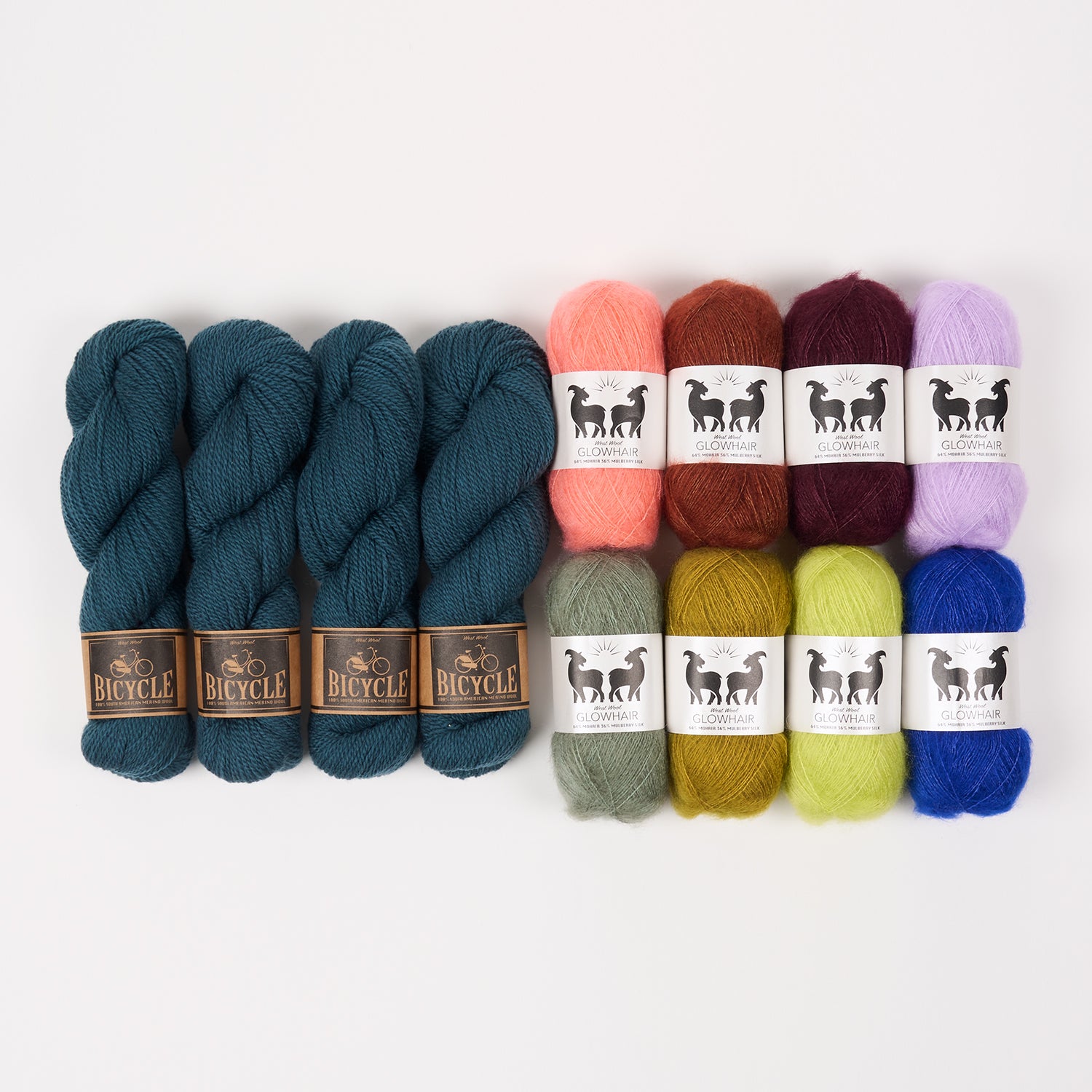 West Wool ENCHANTED RAINBOW Mohair Silk Merino wool Mixed Weight Quick Kits