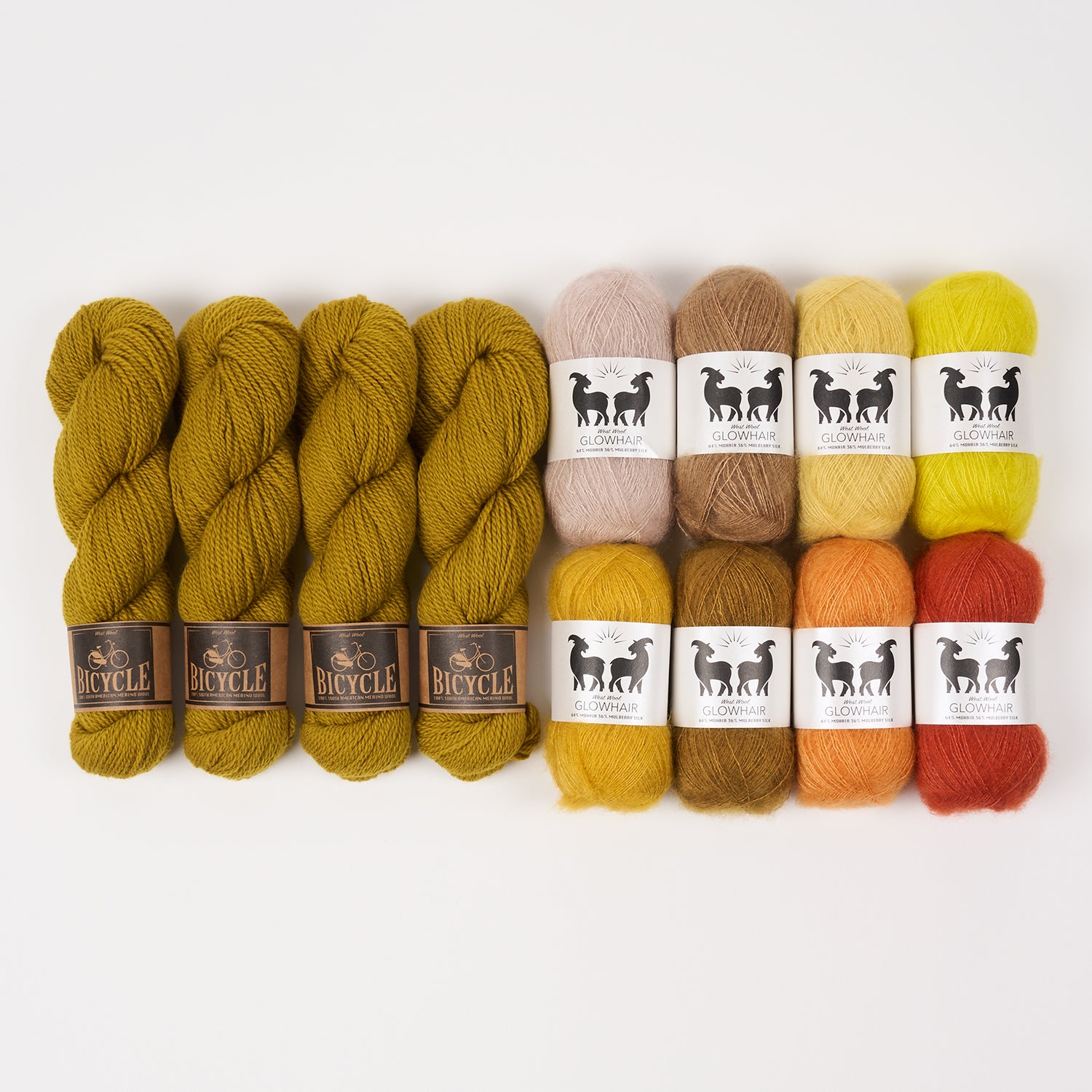 West Wool GOLDEN RAINBOW Mohair Silk Merino wool Mixed Weight Quick Kits