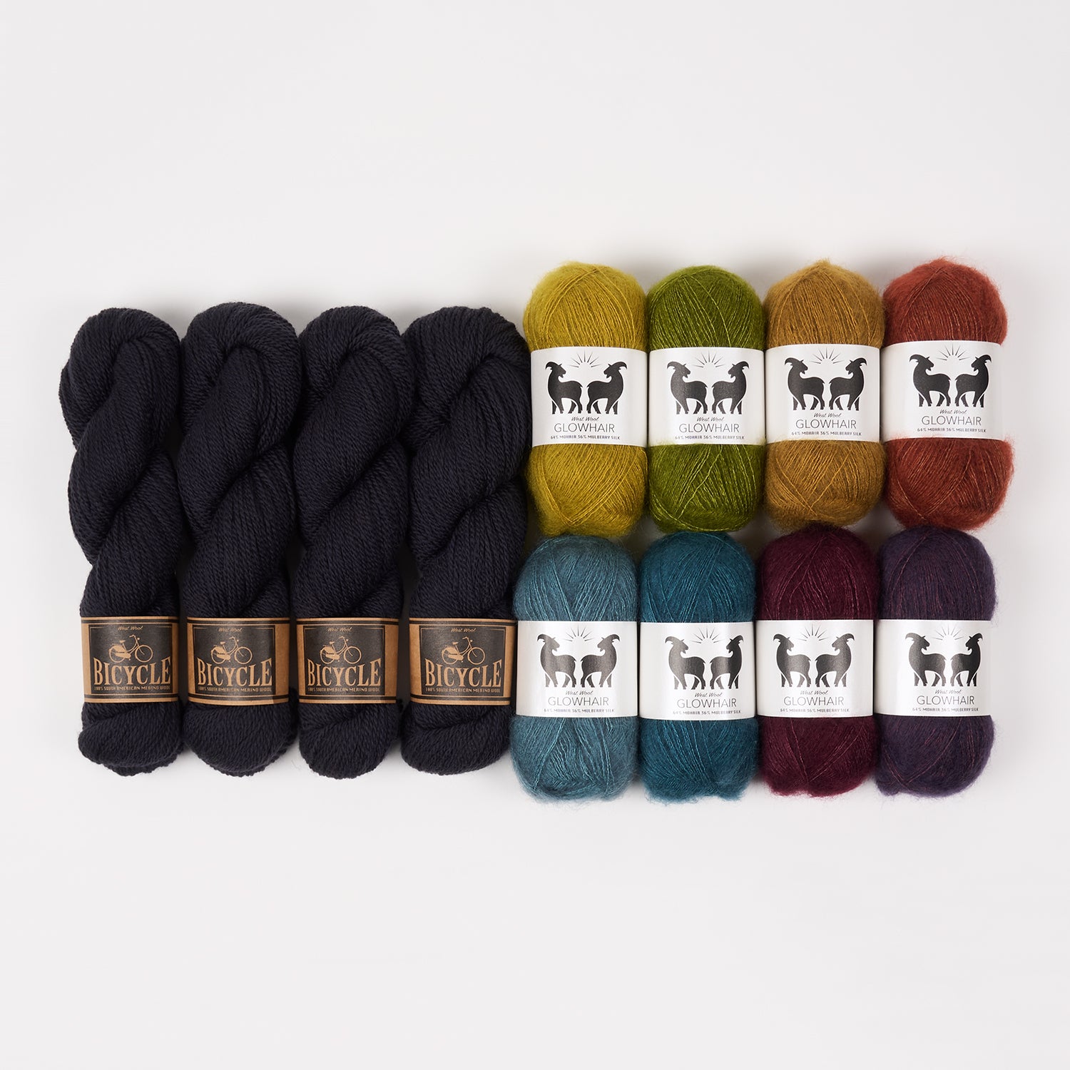 West Wool JEWEL RAINBOW Mohair Silk Merino wool Mixed Weight Quick Kits
