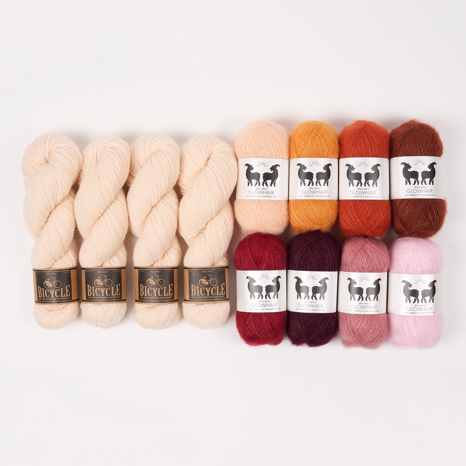 West Wool TERRACOTTA RAINBOW Mohair Silk Merino wool Mixed Weight Quick Kits