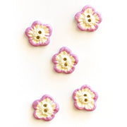 White Flower with Pink Petal Edges Buttons
