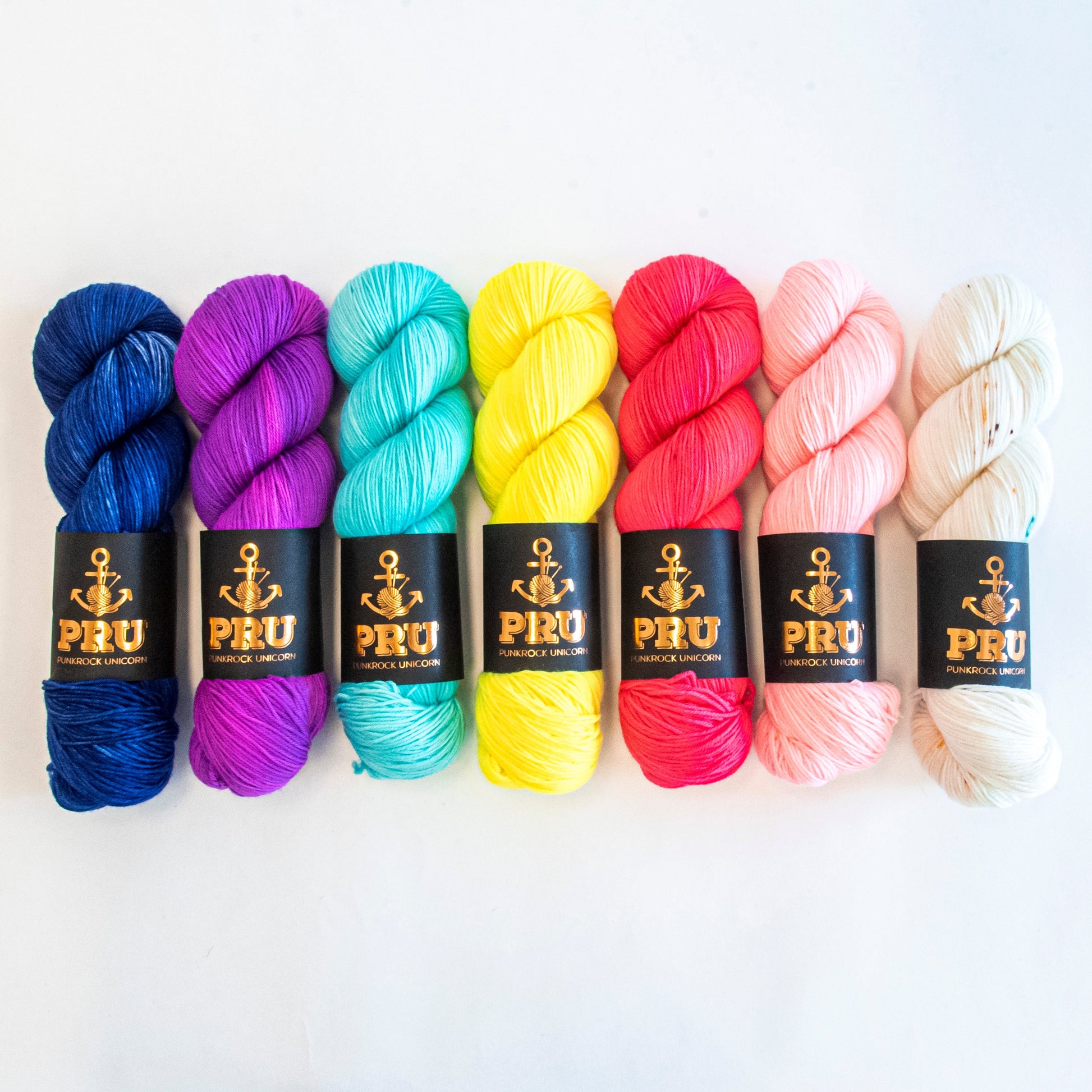 Punk Rock Unicorn WESTKNITS KIT - SUNNY SANTORINI Merino wool Nylon Fingering neon yellow blue orange turquoise pink Westknits Kits