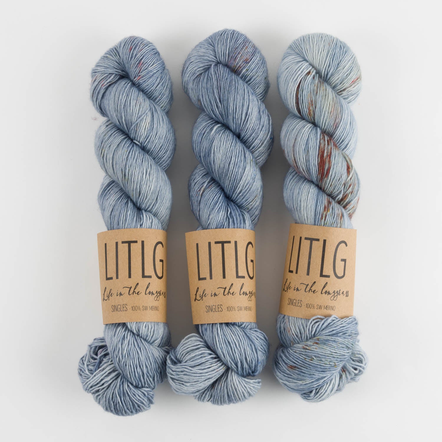 Life in The Long Grass LITLG SINGLES - UISCE Merino wool Fingering blue Yarn