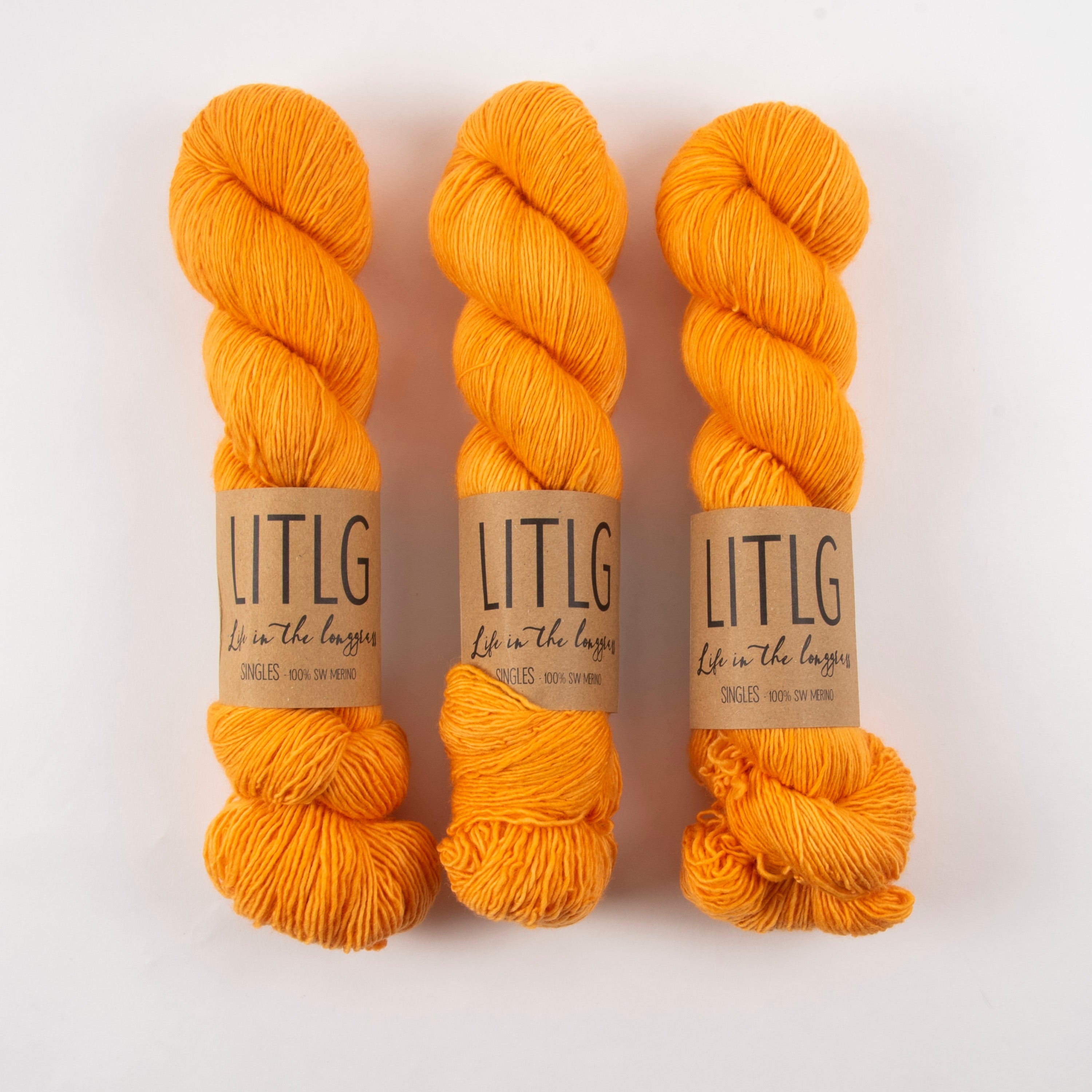 Life in The Long Grass LITLG SINGLES - TANGERINE Merino wool Fingering orange Yarn