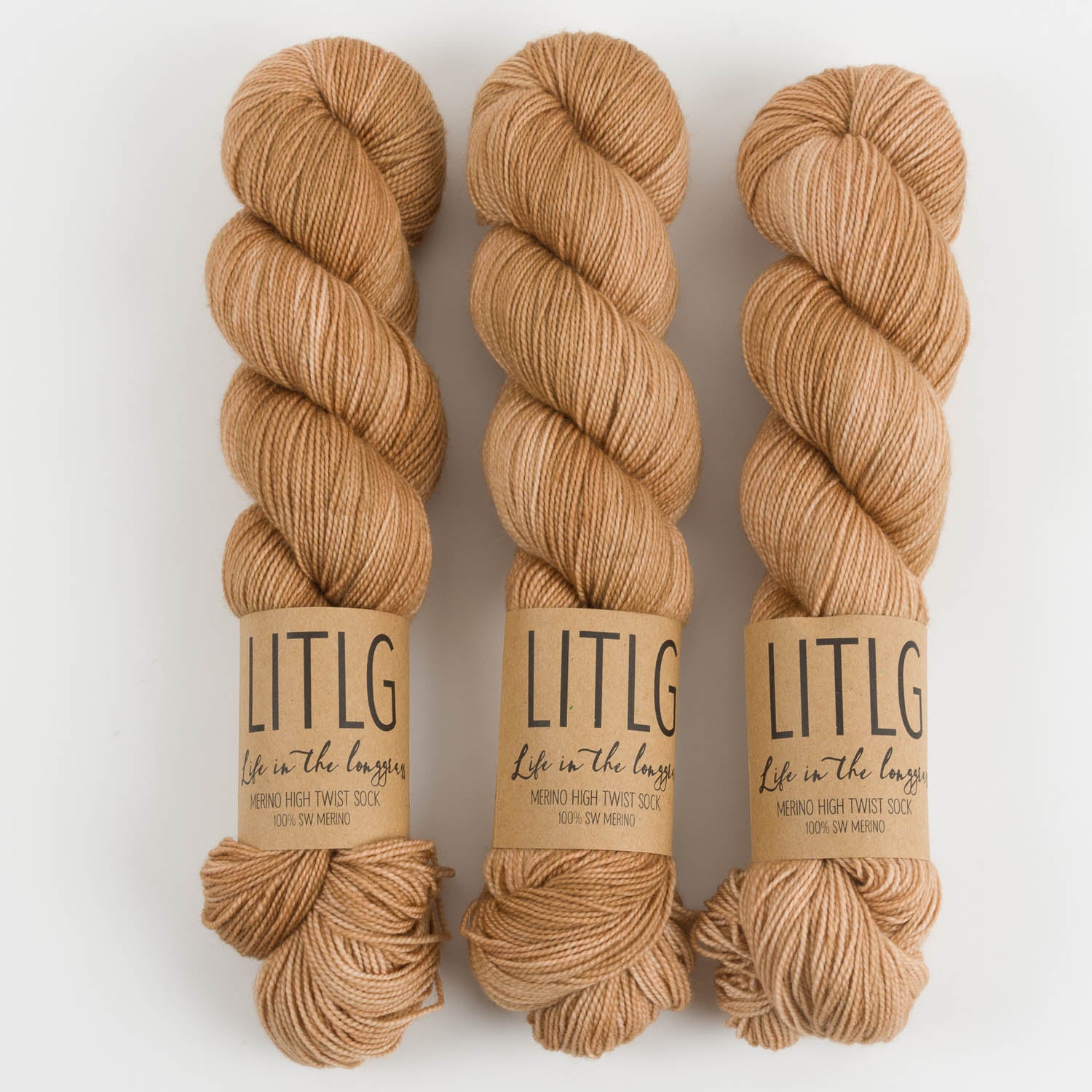 Life in The Long Grass HIGH TWIST SOCK - CAMEL Merino wool Fingering beige Yarn