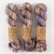 Life in The Long Grass LITLG SINGLES - PRESSED FLOWERS Merino wool Fingering brown purple Yarn