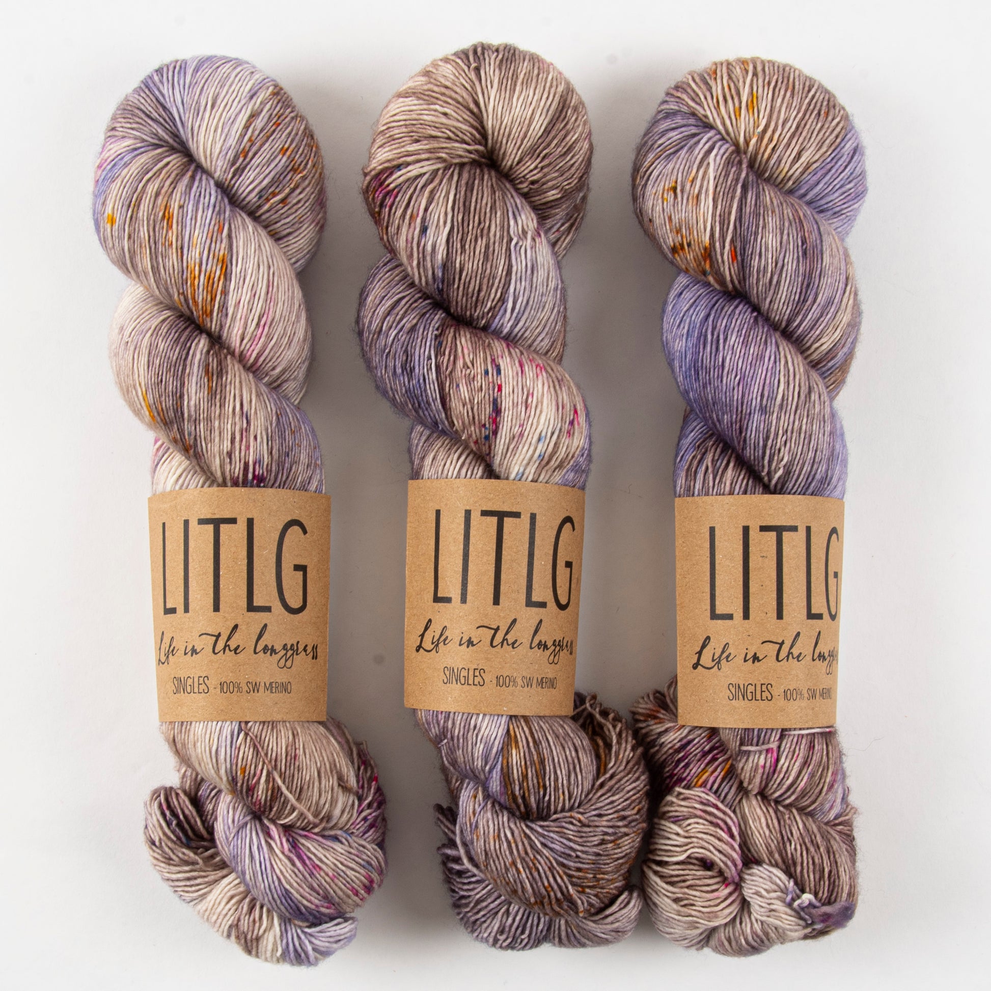 Life in The Long Grass LITLG SINGLES - PRESSED FLOWERS Merino wool Fingering brown purple Yarn