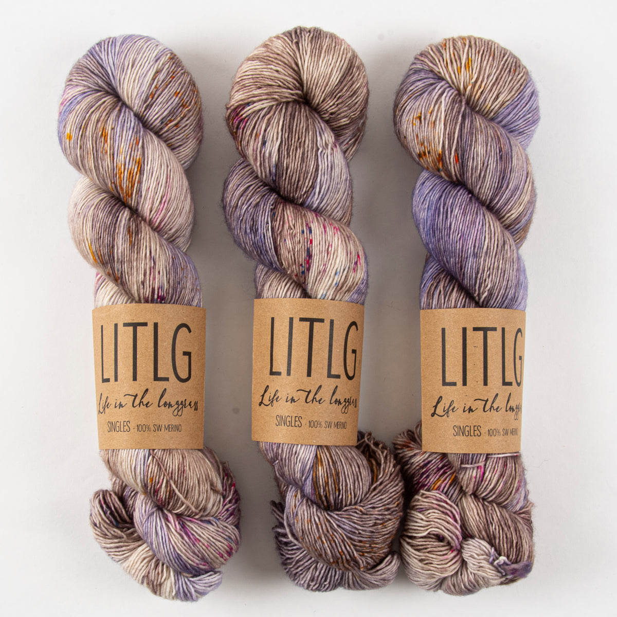 Life in The Long Grass LITLG SINGLES - PRESSED FLOWERS Merino wool Fingering brown purple Yarn