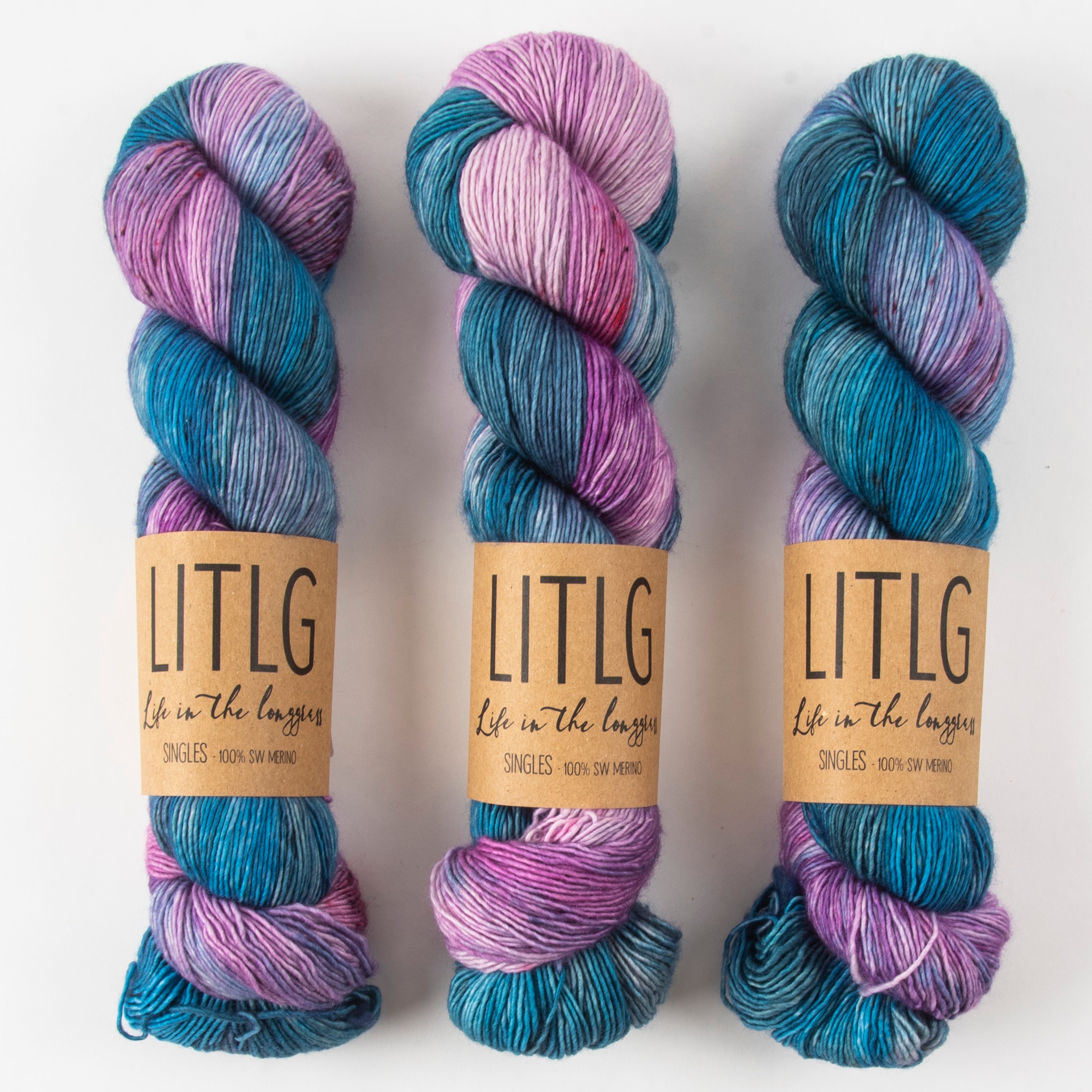 Life in The Long Grass LITLG SINGLES - NEBULA Merino wool Fingering blue purple Yarn