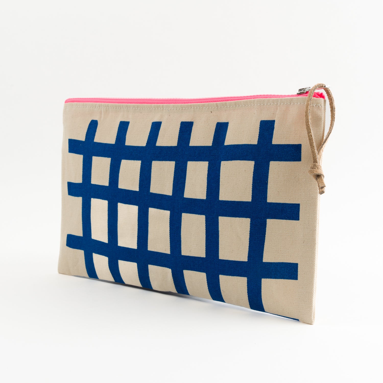 NOTIONS POUCH - SQUARE GRID DARK BLUE