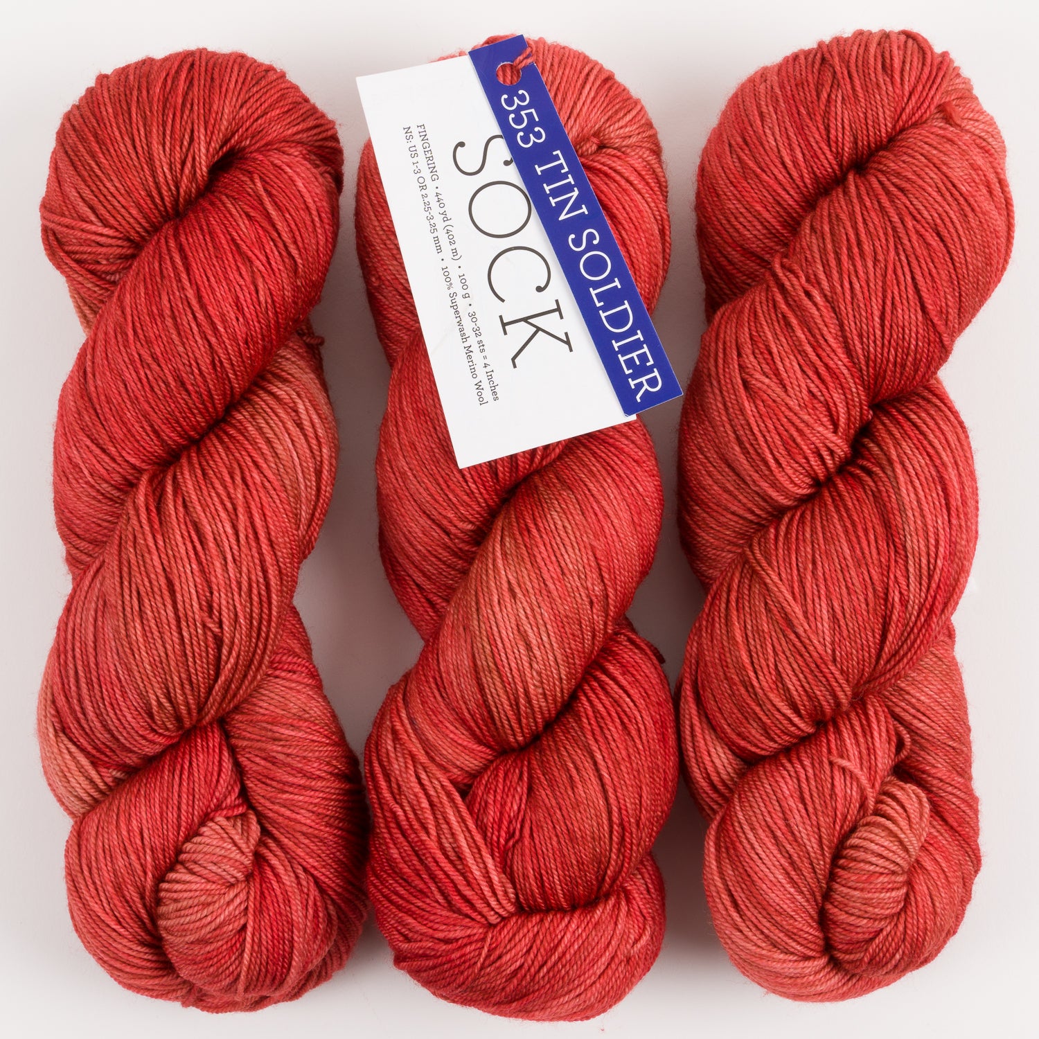Malabrigo MALABRIGO SOCK - TIN SOLDIER Merino wool Light Fingering red orange Yarn
