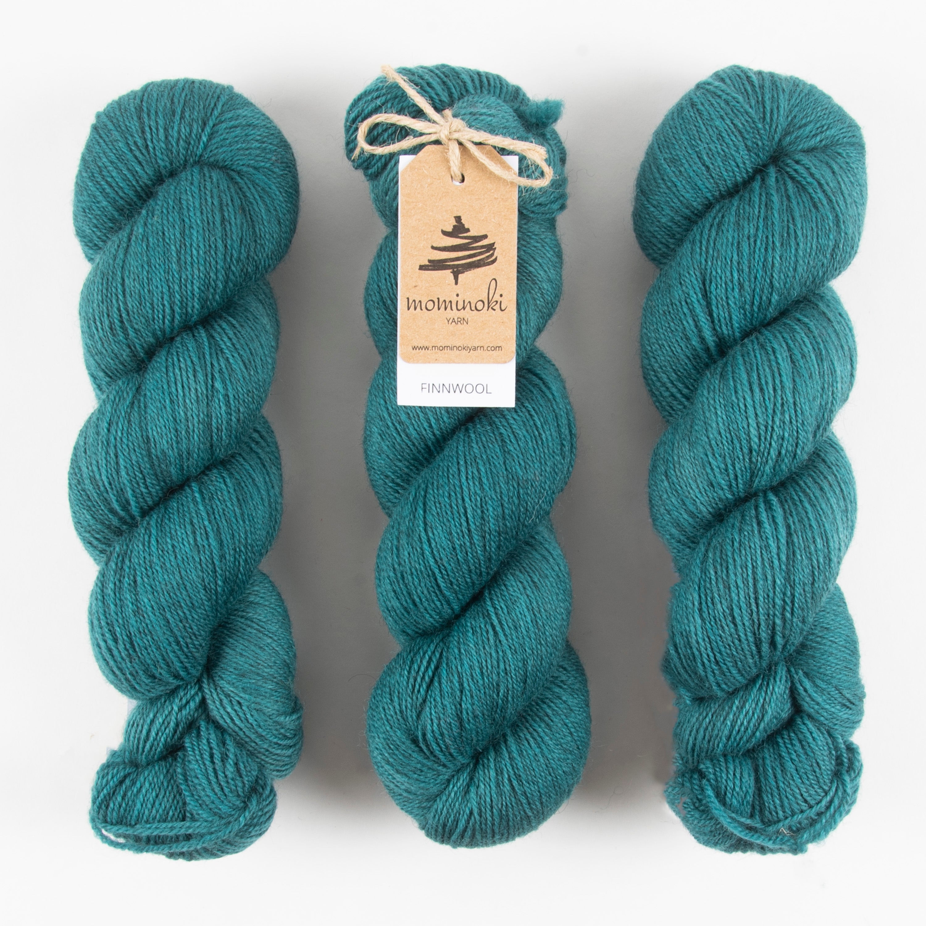 Mominoki Yarn FINNWOOL - ROSEMARY Wool Fingering turquoise blue Yarn